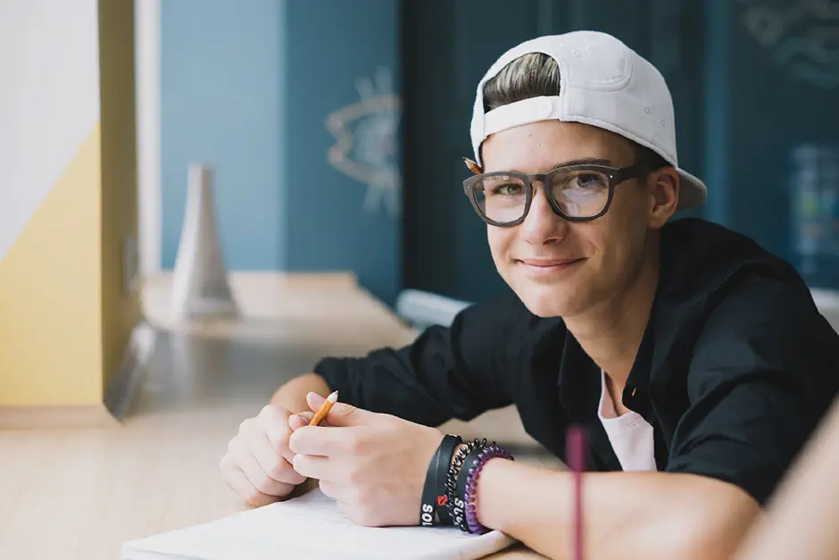 Stylish student thinking about clear aligners