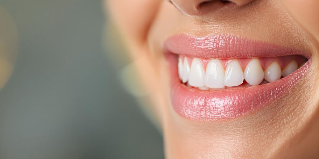 Healthy smile with clean teeth and gums in focus.