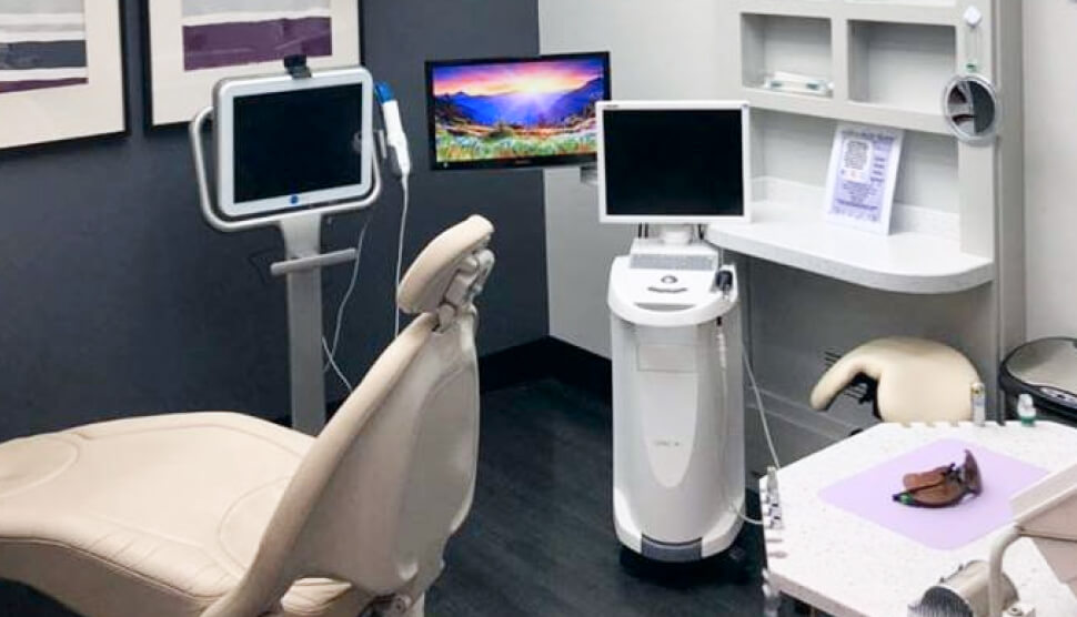 Bright dental office with modern equipment and friendly staff.